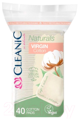 Ватные диски Cleanic Naturals Virgin Cotton квадратные (40шт)