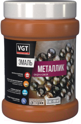 Эмаль VGT ВД-АК-1179 Универсальная Металлик (230г, жидкое серебро)