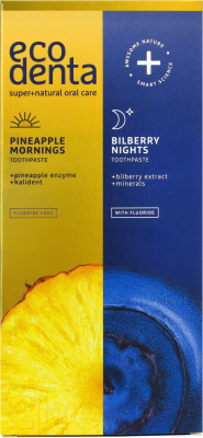 Набор зубных паст Ecodenta Зубная паста Pineapple Mornings+Зубная паста Bilberry Nights (100мл+100мл)