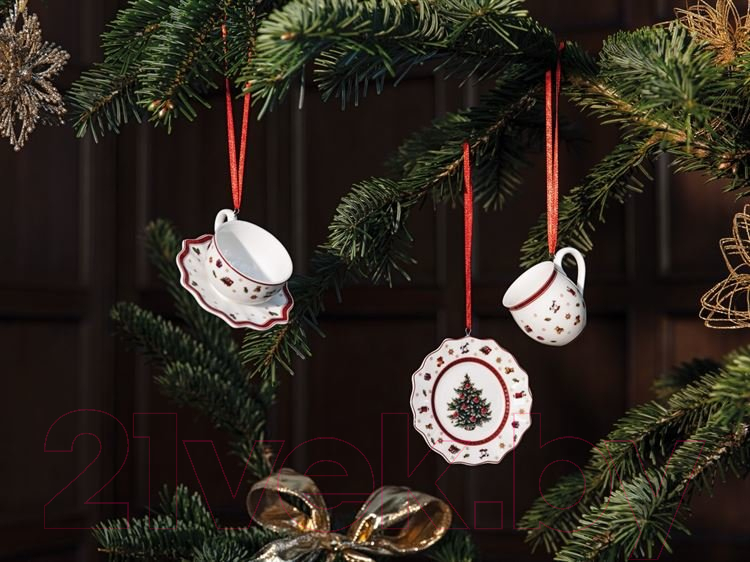 Набор елочных игрушек Villeroy & Boch Toys Delight Decoration. Сервиз из трех предметов / 14-8659-6664