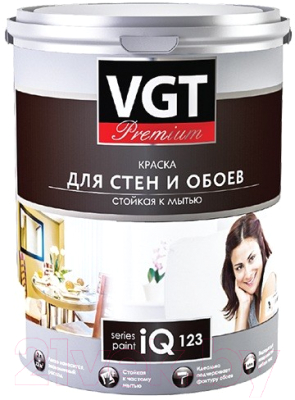 

Краска VGT, Белый, Premium для стен и обоев IQ123 База А