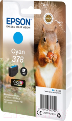 

Картридж Epson, Голубой, T3782 Cyan (C13T37824020)