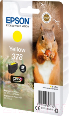 

Картридж Epson, Желтый, T3784 Yellow (C13T37844020)