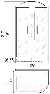 Душевая кабина RIVER Temza 120/80/26 ТН R