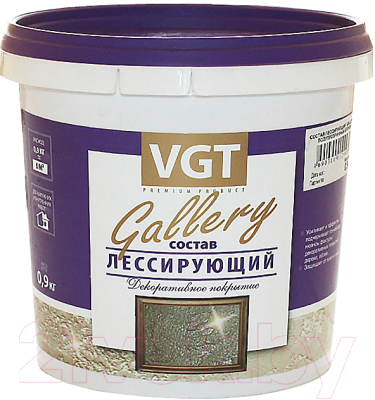 Защитно-декоративный состав VGT Gallery Лессирующий (900г, полупрозрачный бесцветный)