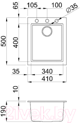 Мойка кухонная Elleci Quadra 100 Bianco Titano G68 / LGQ10068