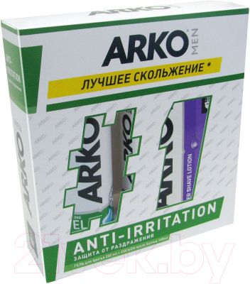 Набор косметики для бритья Arko Anti-Irritation гель для бритья 200мл+Sensitive лосьон п/б 100мл