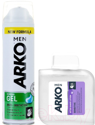 Набор косметики для бритья Arko Anti-Irritation гель для бритья 200мл+Sensitive лосьон п/б 100мл
