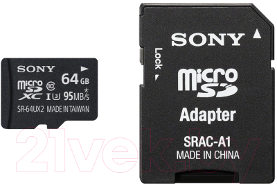 Карта памяти Sony microSDXC (Class 10) 64GB + адаптер (SR64UX2AT)