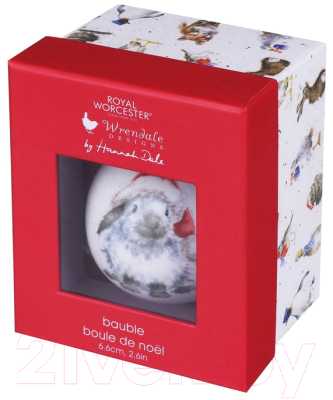 

Шар новогодний Portmeirion, Белый;с рисунком, Wrendale Designs Christmas Кролик / WNQC79011-XG