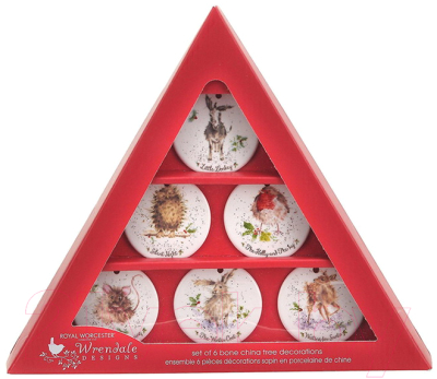 

Набор ёлочных игрушек Portmeirion, Белый;с рисунком, Wrendale Designs Christmas / WN3944-XG