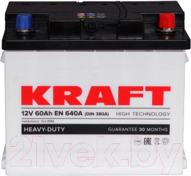 Автомобильный аккумулятор KrafT R 60 (60 A/ч)