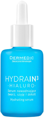 Сыворотка для лица Dermedic Hydrain3 Hialuro увлажняющая для лица шеи и декольте (30г)