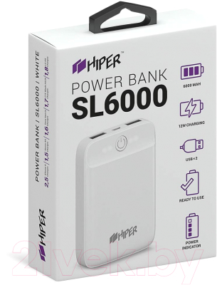 Портативное зарядное устройство HIPER SL6000 (белый)