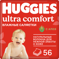 

Влажные салфетки детские Huggies, Ultra Comfort с Алоэ Вера и витамином Е
