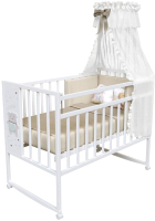 Детская кроватка VDK Magico Mini колесо-качалка Oh my Bear (Bianco) - 