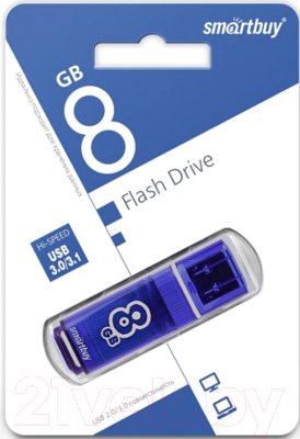 Usb flash накопитель SmartBuy Glossy Blue 8GB (SB8GBGS-B)