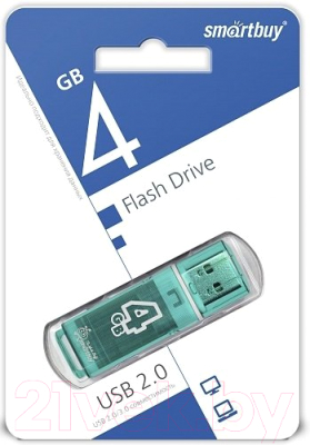 Usb flash накопитель SmartBuy Glossy Green 4GB (SB4GBGS-G)