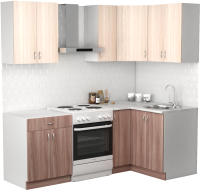 Кухонный гарнитур S-Company Клео лайт 1.2x1.5 правая (ясень шимо темный/ясень шимо светлый) - 