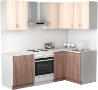 Кухонный гарнитур S-Company Клео лайт 1.2x1.6 правая (ясень шимо темный/ясень шимо светлый) - 