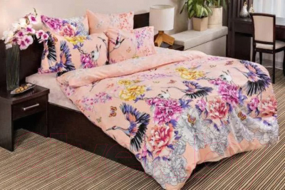 

Комплект постельного белья Ночь нежна, Журавли Стандарт 1.5 сп. 70x70 / 7660-1+7661-1