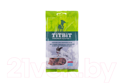Лакомство для собак TiTBiT Хрустящие подушечки с говядиной и сыром / 12819 (95г)
