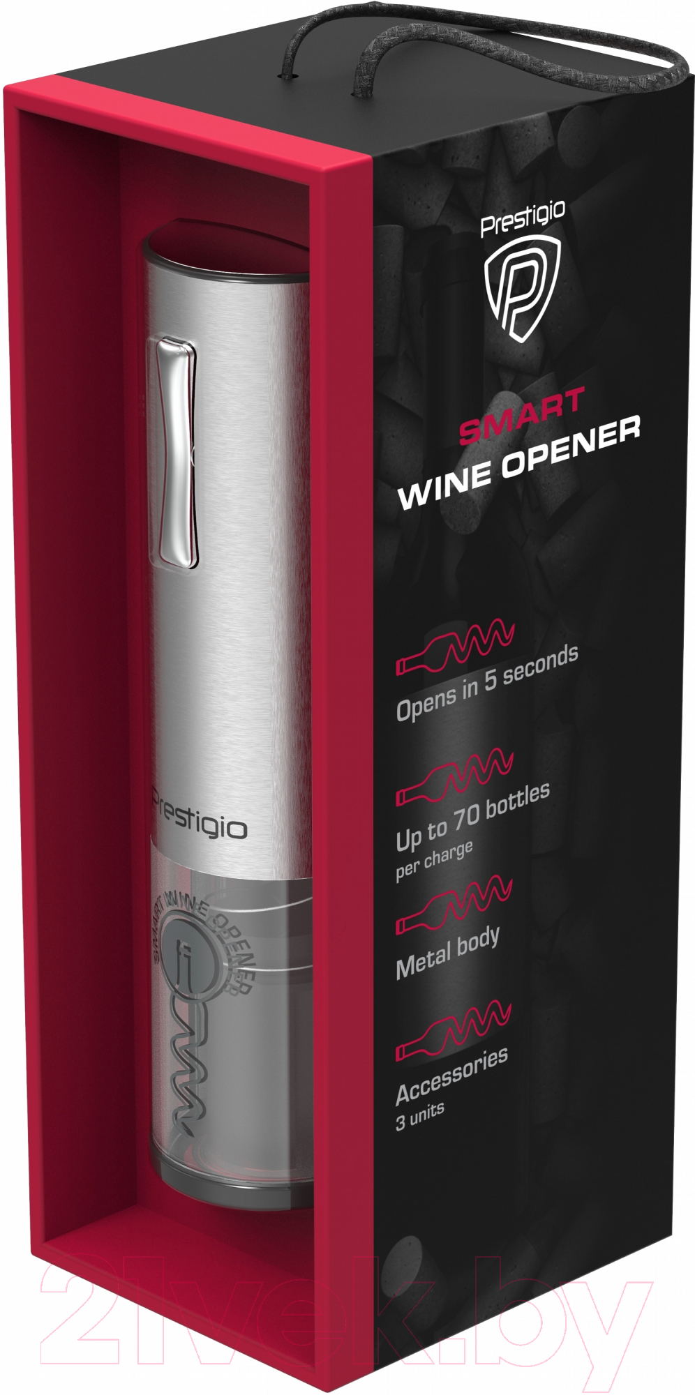 Штопор для вина Prestigio Nemi Smart Wine Opener / PWO103SL (серебристый)