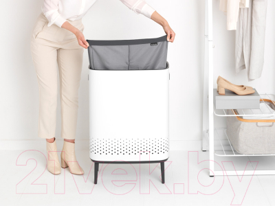 Бак для белья Brabantia Bo Laundry Bin Hi / 200540 (белый/черный)