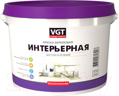 Краска VGT ВД-АК-2180 Интерьерная влагостойкая (7кг, белоснежный)