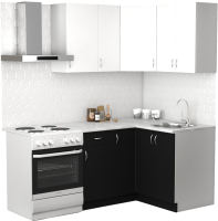 Кухонный гарнитур S-Company Клео лайт 1.2x1.3 правая (черный/белый) - 