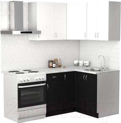 Готовая кухня S-Company Клео лайт 1.2x1.3 правая (черный/белый)