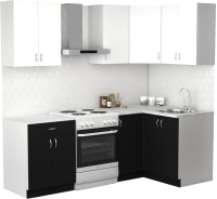 Кухонный гарнитур S-Company Клео лайт 1.2x1.6 правая (черный/белый) - 