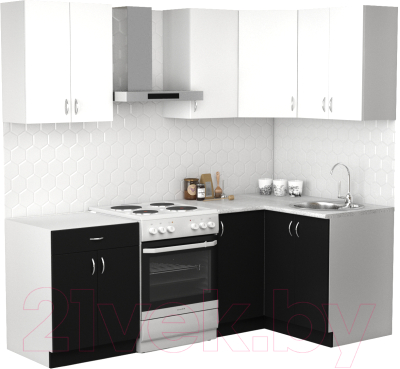 Готовая кухня S-Company Клео лайт 1.2x1.6 правая (черный/белый)