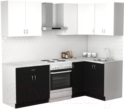 Готовая кухня S-Company Клео лайт 1.2x1.8 правая (черный/белый)