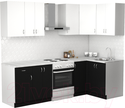 Готовая кухня S-Company Клео лайт 1.2x1.9 правая (черный/белый)