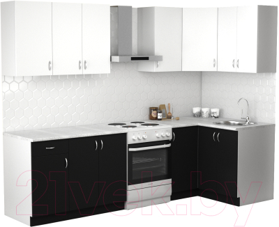 Готовая кухня S-Company Клео лайт 1.2x2.1 правая (черный/белый)