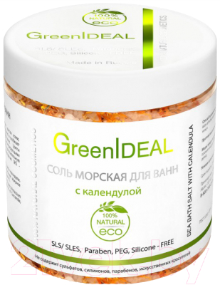 

Соль для ванны GreenIdeal, Натуральная морская с календулой