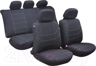 Комплект чехлов для сидений AVG Модель 6 / 204110 (11 предметов, черный с бежевой прострочкой)