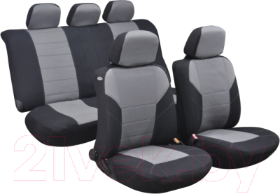 Комплект чехлов для сидений AVG Модель 6 / 204112 (11 предметов, черный/серый)