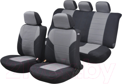 Комплект чехлов для сидений AVG Модель 6 / 204112 (11 предметов, черный/серый)