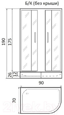 Душевая кабина RIVER Nara 90/70/26 МТ R Б/К