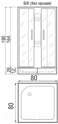 Душевая кабина RIVER Quadro 80/26 МТ Б/К