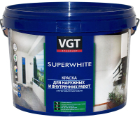 Краска VGT ВД-АК-1180 Для наружных и внутренних работ Моющаяся (7кг, супербелая) - 