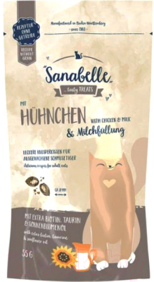 

Лакомство для кошек Bosch Petfood, Sanabelle Хрустящие подушечки. Курица с молоком / 551200055