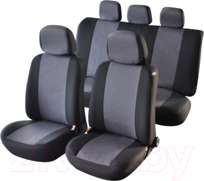 Комплект чехлов для сидений AVG Модель 3 / 204102 (11 предметов, черный/серый)