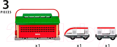 Аксессуар для железной дороги Brio Депо-переноска с поездом и вагоном / 33474