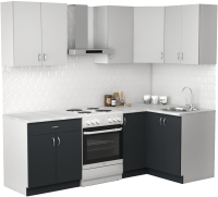 Кухонный гарнитур S-Company Клео лайт 1.2x1.7 правая (антрацит/стальной серый) - 