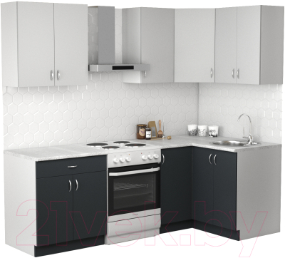 Готовая кухня S-Company Клео лайт 1.2x1.7 правая (антрацит/стальной серый)