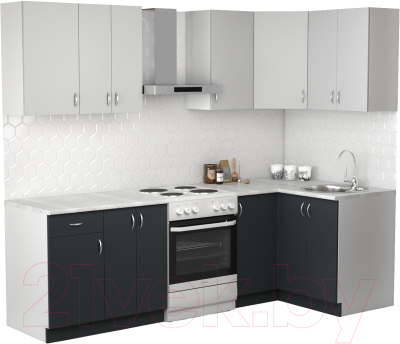 Готовая кухня S-Company Клео лайт 1.2x1.9 правая (антрацит/стальной серый)