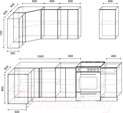 Готовая кухня S-Company Клео лайт 1.2x1.9 правая (антрацит/стальной серый)